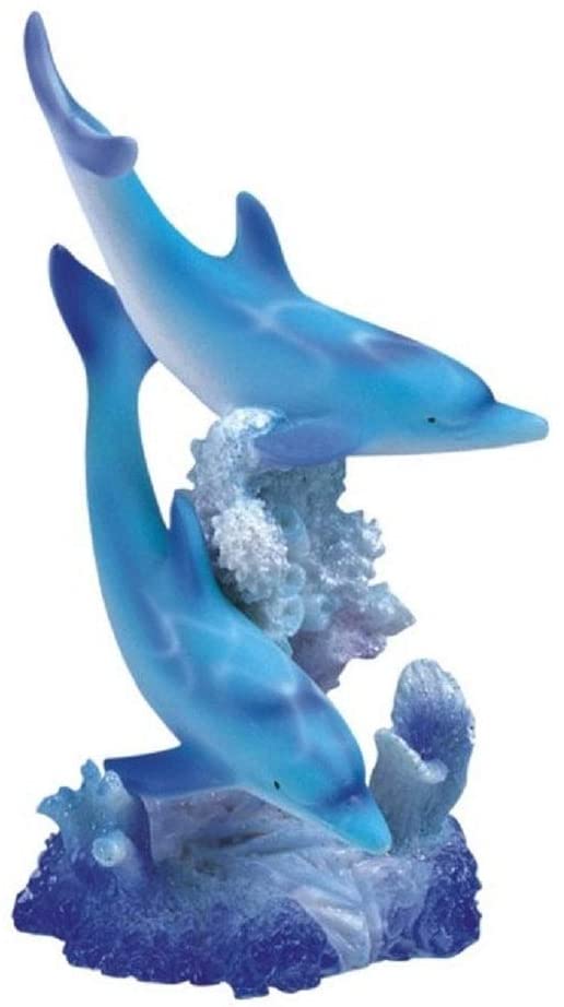 5 5" h Blue Dolphins Swimming Around Coral Statue Marine