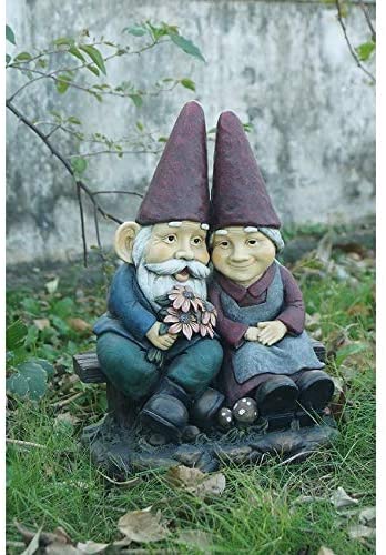 Old Gnome Couple Bench