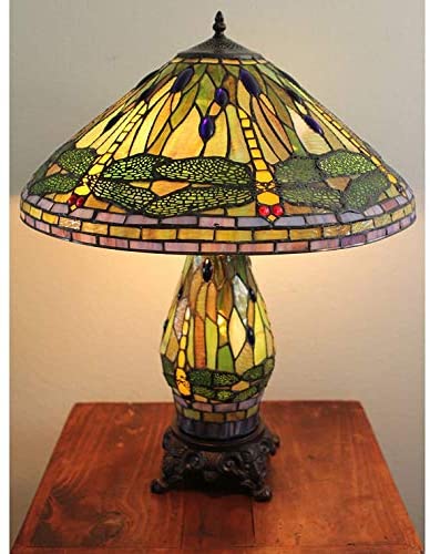 ny Green Dragonfly Table Lamp Lighted Base Yellow