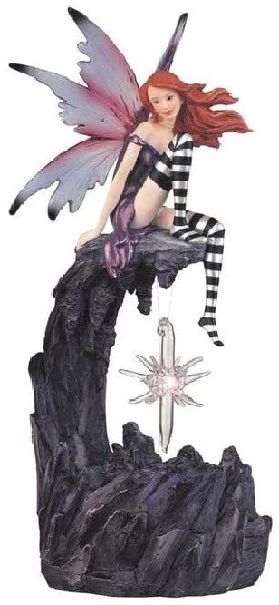 10" h Purple Fairy Clear Wings Led Light Up Crystal