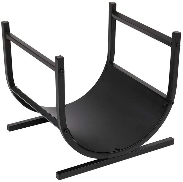 Home Storage Shelf U Shaped Firewood Holder Indoor Outdoor Black Iron - Diamond Home USA