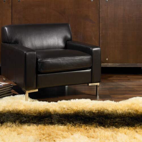 Shaggy Goat Pelt Faux Fur Rug 4'7" X 6'7" Brown Orange White Animal Cabin Lodge Acrylic Polyester Synthetic Contains Latex Non Slip - Diamond Home USA