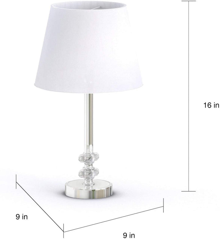 16 inch White Shade Crystal Orb Table Lamp (Set 2) 9" X 16" Clear Modern Contemporary