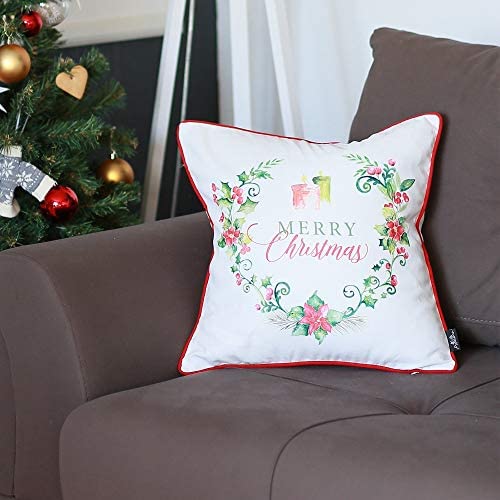 Christmas Flowers Decorative Throw Pillow Cover Gift 18"x18"