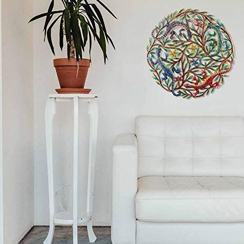 Handmade 24 inch Painted Four Colorful Geckos Metal Wall Art (Haiti) Green Modern Contemporary Steel - Diamond Home USA