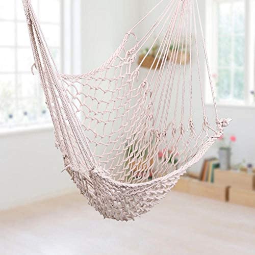 35" Cotton Hanging Rope Air/Sky Chair Swing Beige Modern Contemporary Water Resistant