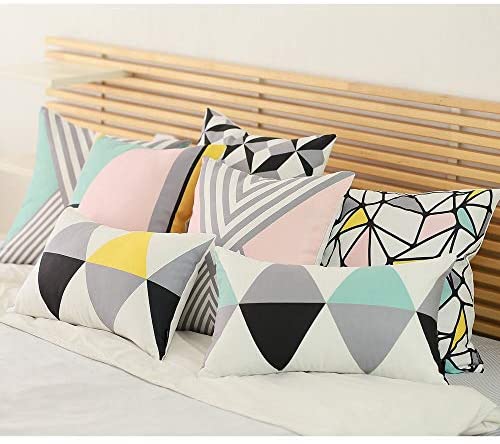 Yellow Rectangular Geometric Throw Pillow Cover Color Mid Century Modern Polyester Removable - Diamond Home USA