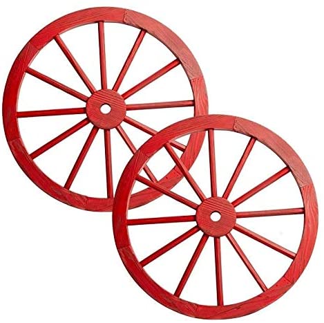 en Wagon Wheel Antique Red Finish (Set 2) Farmhouse