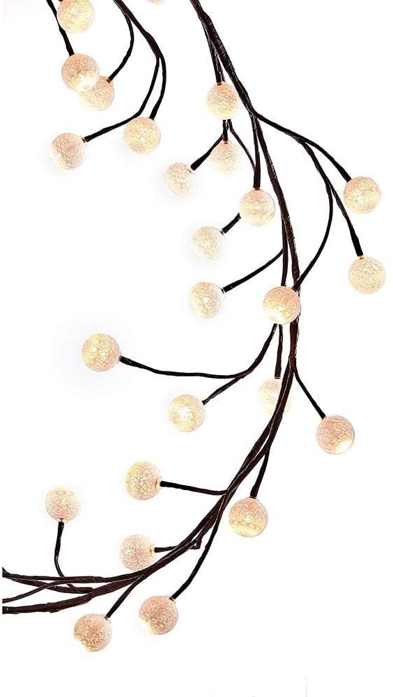 6 feet wn Garland Warm White Cotton Ball 48 Light Led