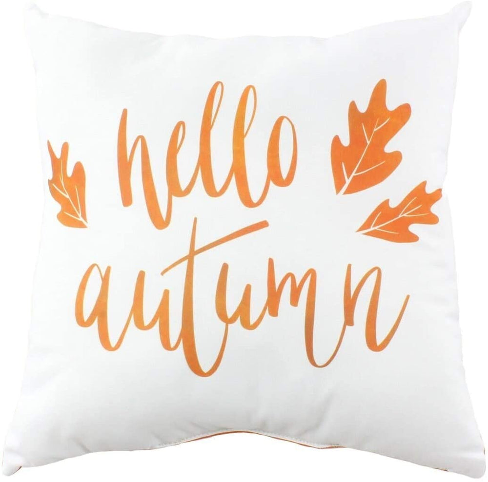 Hello Autumn Double Sided Pillow Orange Quotes Sayings Novelty Polyester Single - Diamond Home USA
