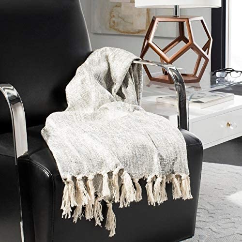 Metallic Throw Blanket Grey Solid Color Modern Contemporary Shabby Chic Victorian Cotton - Diamond Home USA