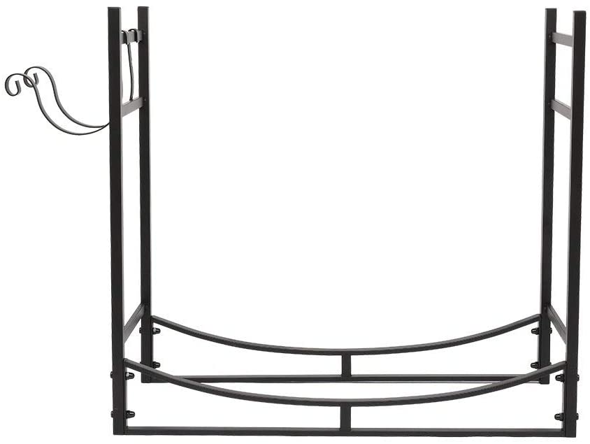 Outdoor Indoor Storage Shelf 33 Inch Firewood Holder Black Iron - Diamond Home USA