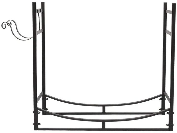 Outdoor Indoor Storage Shelf 33 Inch Firewood Holder Black Iron - Diamond Home USA