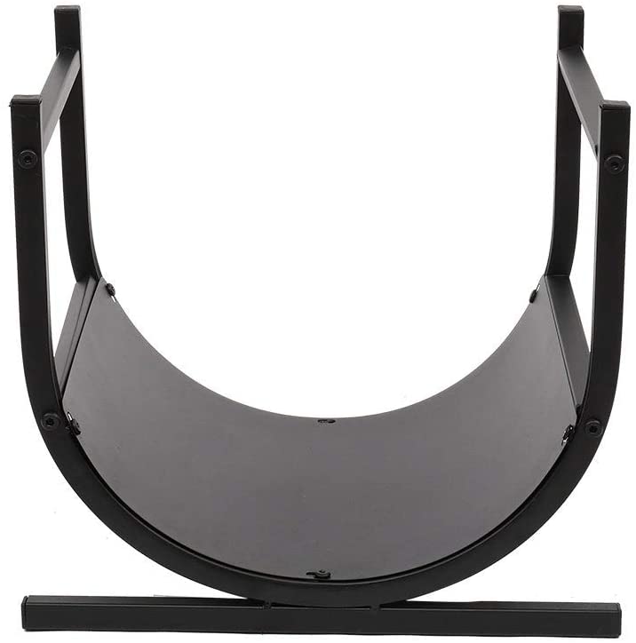 U Shaped Firewood Log Rack Holder Black Iron - Diamond Home USA
