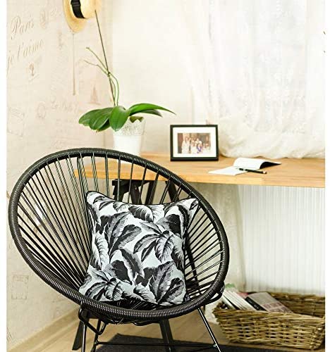 Jacquard Black Leaf Throw Pillow Cover Color Tropical
