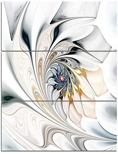 White Stained Glass Floral Art' Large Wall Art Canvas White Modern Contemporary Traditional Rectangle - Diamond Home USA