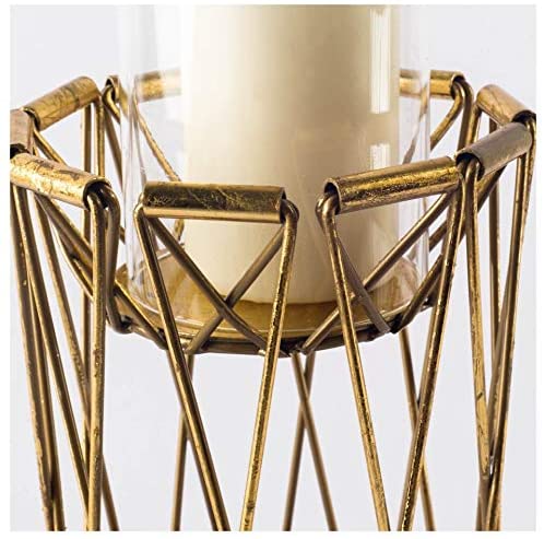 (Short) Table Top Candle Holder Gold Metal - Diamond Home USA