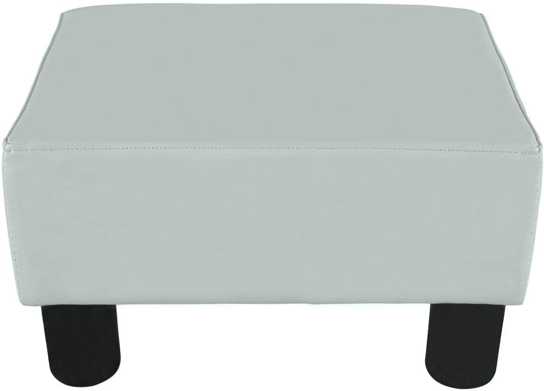 Meadow Modern Small White Faux Leather Ottoman/Footrest Stool Solid Contemporary Rectangle Included - Diamond Home USA