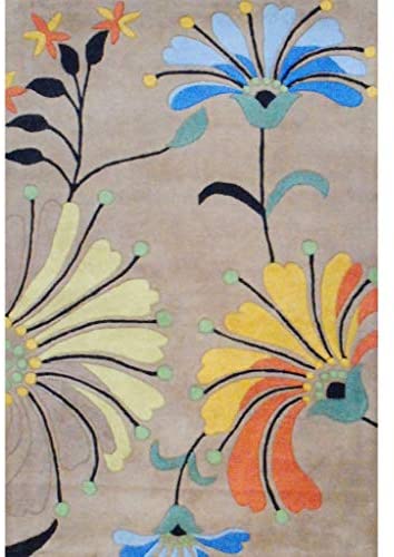 Handmade Tibetan Wool Rug (India) 4' X 6' Brown Abstract