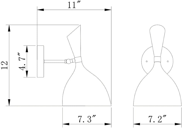 Matte Black Gold 1 Light Wall Sconce Metal Cone Shade Modern Contemporary Dimmable - Diamond Home USA