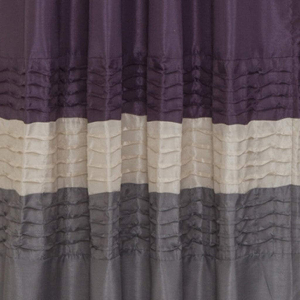 Grey/Purple 84 inch Curtain Panel Pair Color Block Traditional Faux Silk Polyester Energy Efficient Pleated - Diamond Home USA