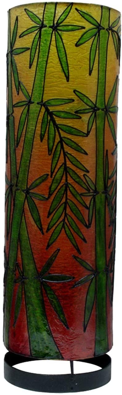 Handcrafted 20 inch Bamboo Cylinder Table Lamp Handmade