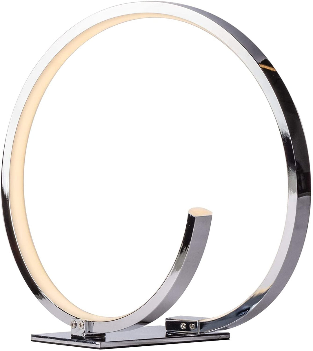 Circular Led Table Lamp Silver Modern Contemporary Chrome Bulbs Included - Diamond Home USA