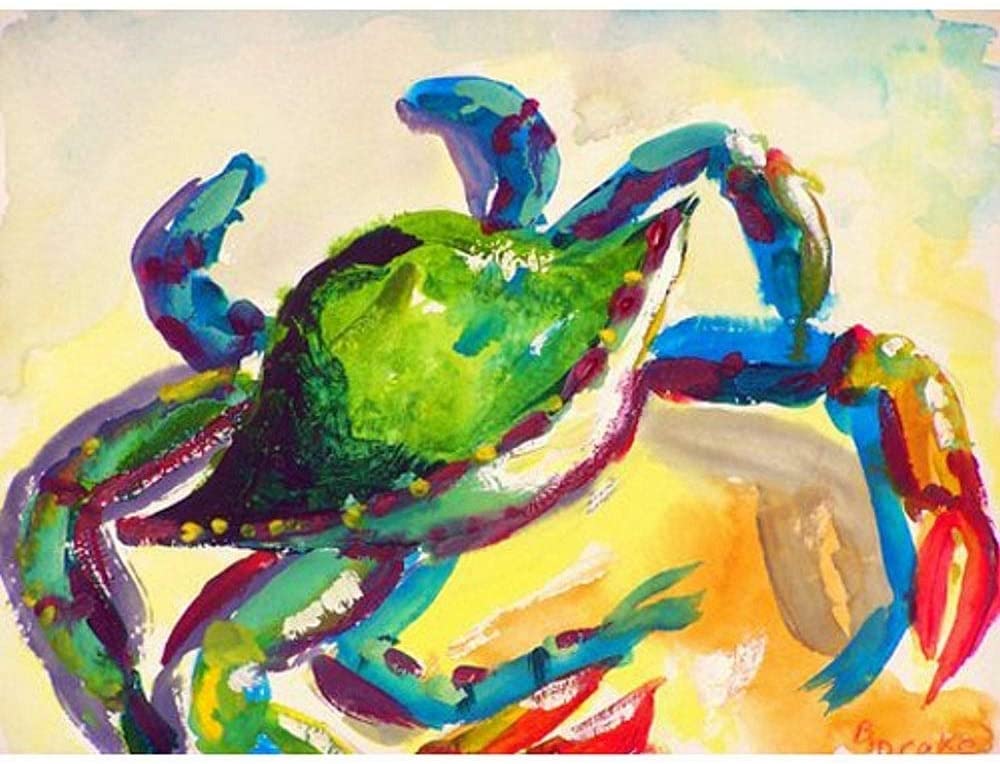 Teal Crab 18 X 26 Doormat Color Modern Contemporary Nautical Coastal Rectangle Polyester All Weather