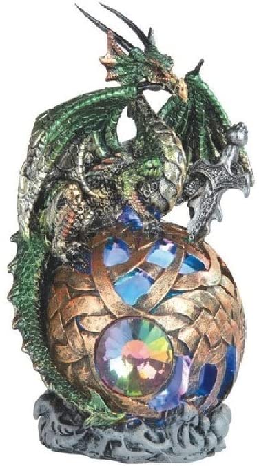 6" h Green Dragon Globe Led Statue Fantasy Night Light