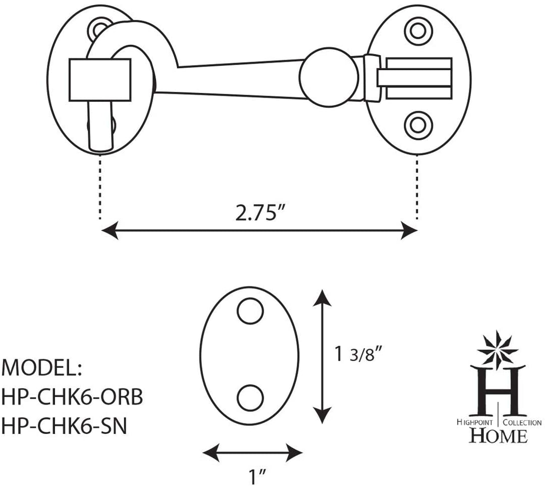 2 75 inch Cabin Hook Satin Nickel Finish Brass - Diamond Home USA