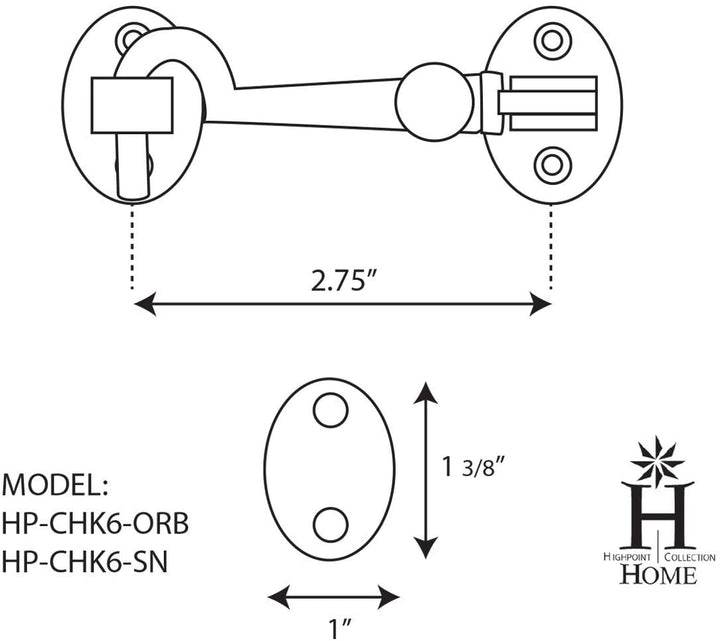 2 75 inch Cabin Hook Satin Nickel Finish Brass - Diamond Home USA