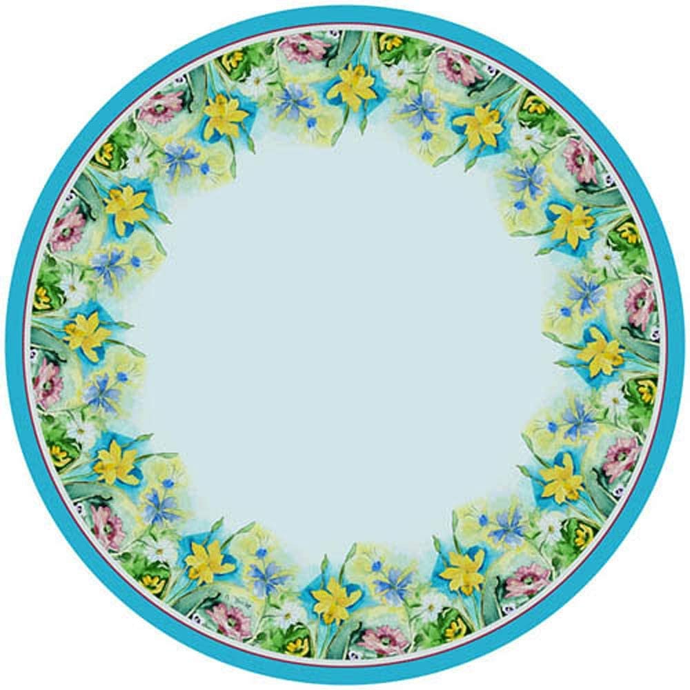 Floral Round Wrinkle Free Tablecloth 58 Color Polyester - Diamond Home USA