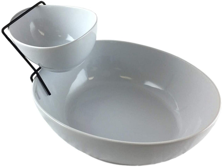 Dining 2 Tier hip Dip Server Set White Solid lassic Oval
