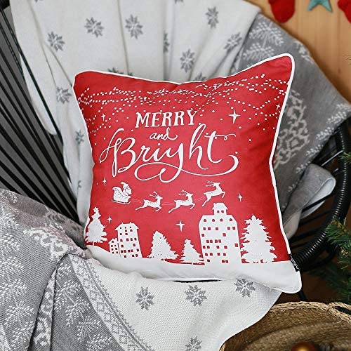 hristmas Snow Red Printed Throw Pillow over Gift 18"x18"