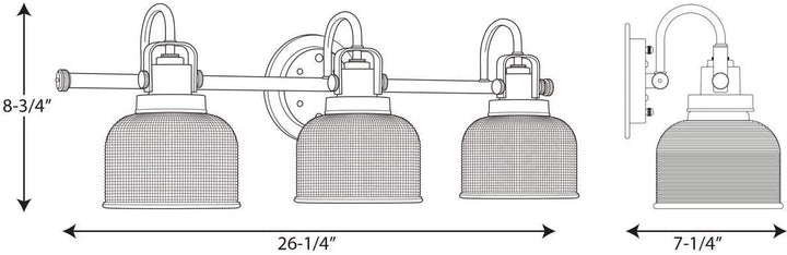 Silvertone 3 Light Chrome Bath Light N/ Grey Traditional Steel - Diamond Home USA