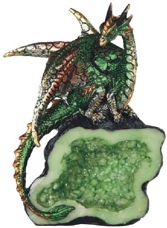 5 5" h Green Dragon Crystal Stone Statue Fantasy