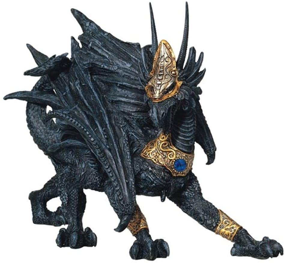 7 5" h Black Dragon Golden Mask Armor Statue Fantasy
