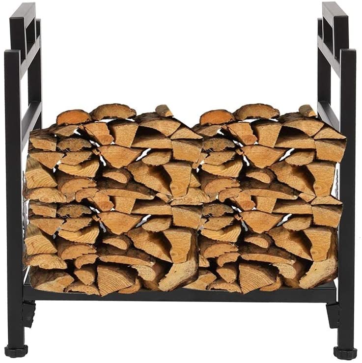 Single Layer Firewood Holder Animal Pattern Black Iron - Diamond Home USA