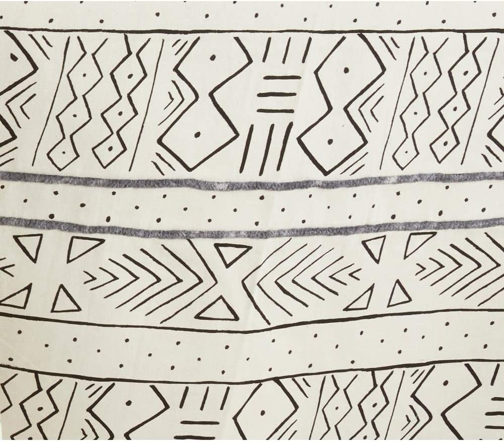 Cotton Mud Cloth Tablecloth White Abstract Geometric Casual Modern Contemporary Patterned Square - Diamond Home USA