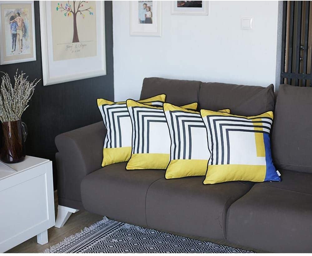 candi Geometric tripes Throw Pillow Cover (et 4) Yellow
