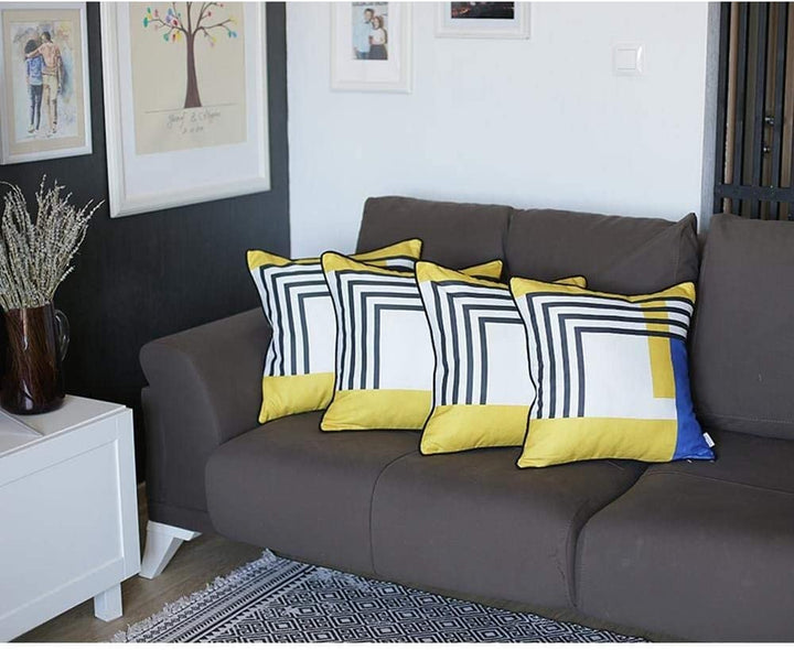 candi Geometric tripes Throw Pillow Cover (et 4) Yellow