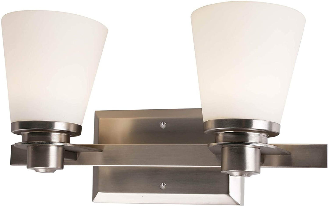2 Light Vanity Lighting Brushed Nickel Led Integrated Glam