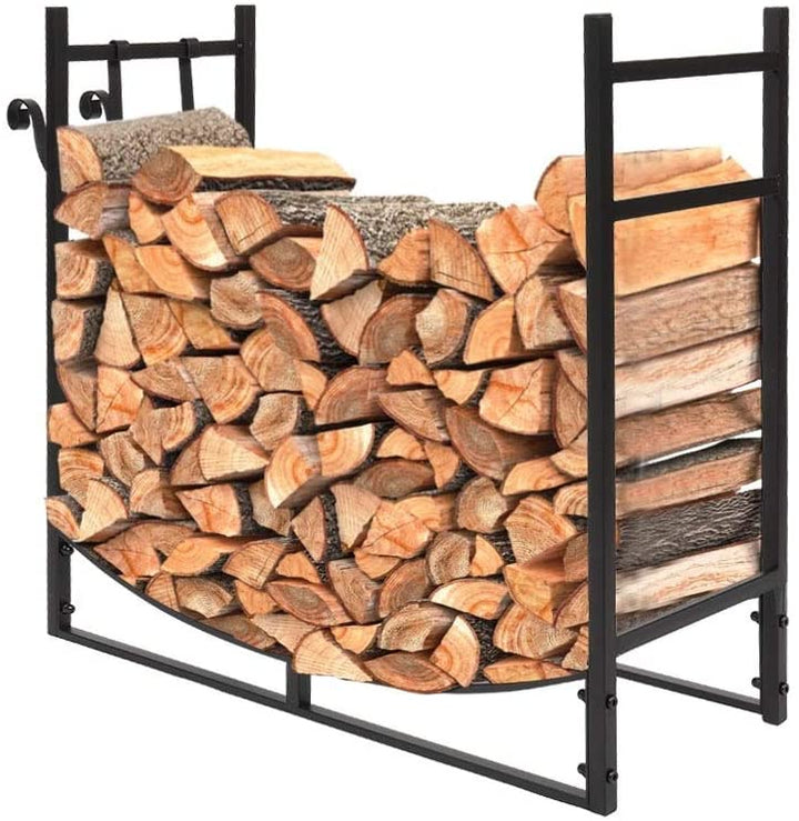 Outdoor ndoor Storage Shelf 33 nch Firewood Holder Black