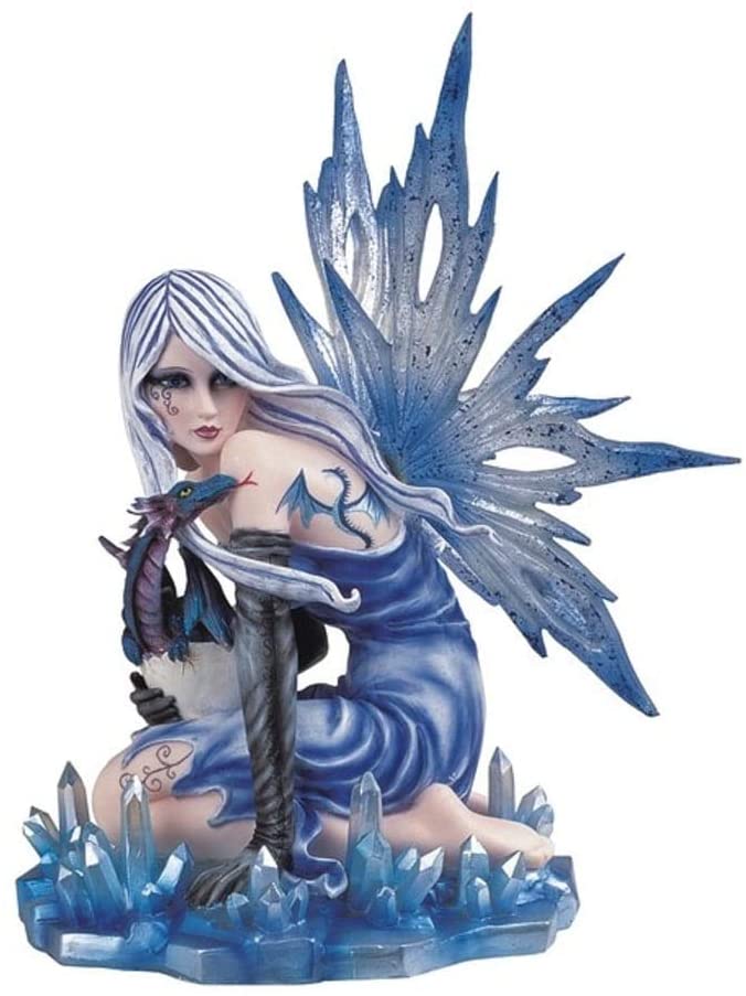 12" h Ice Fairy Baby Statue Fantasy Decoration Figurine Blue
