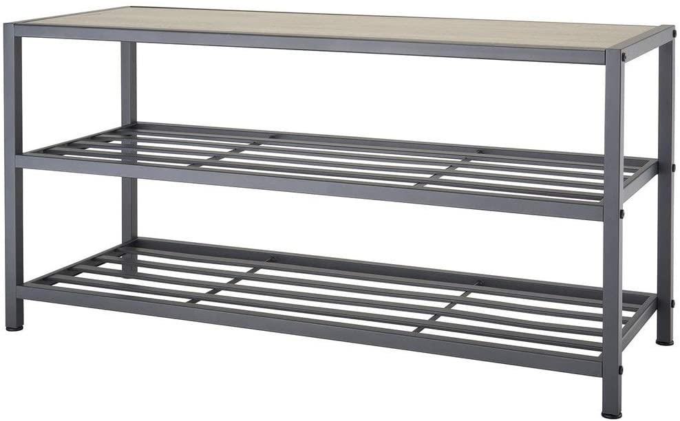 3 Tier Shoe Slate Gray Grey Abstract Steel Powder Coated - Diamond Home USA