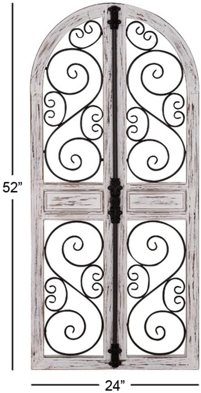 Farmhouse 52 X 24 Inch Wood Iron Door Wall Decor Grey - Diamond Home USA