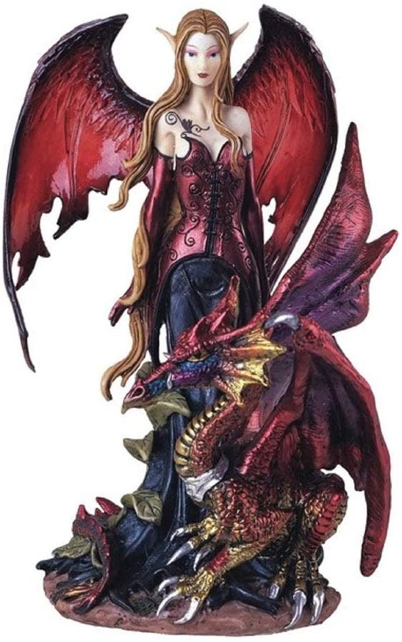 8" h Gothic Red Fairy Dragon Statue Fantasy Decoration