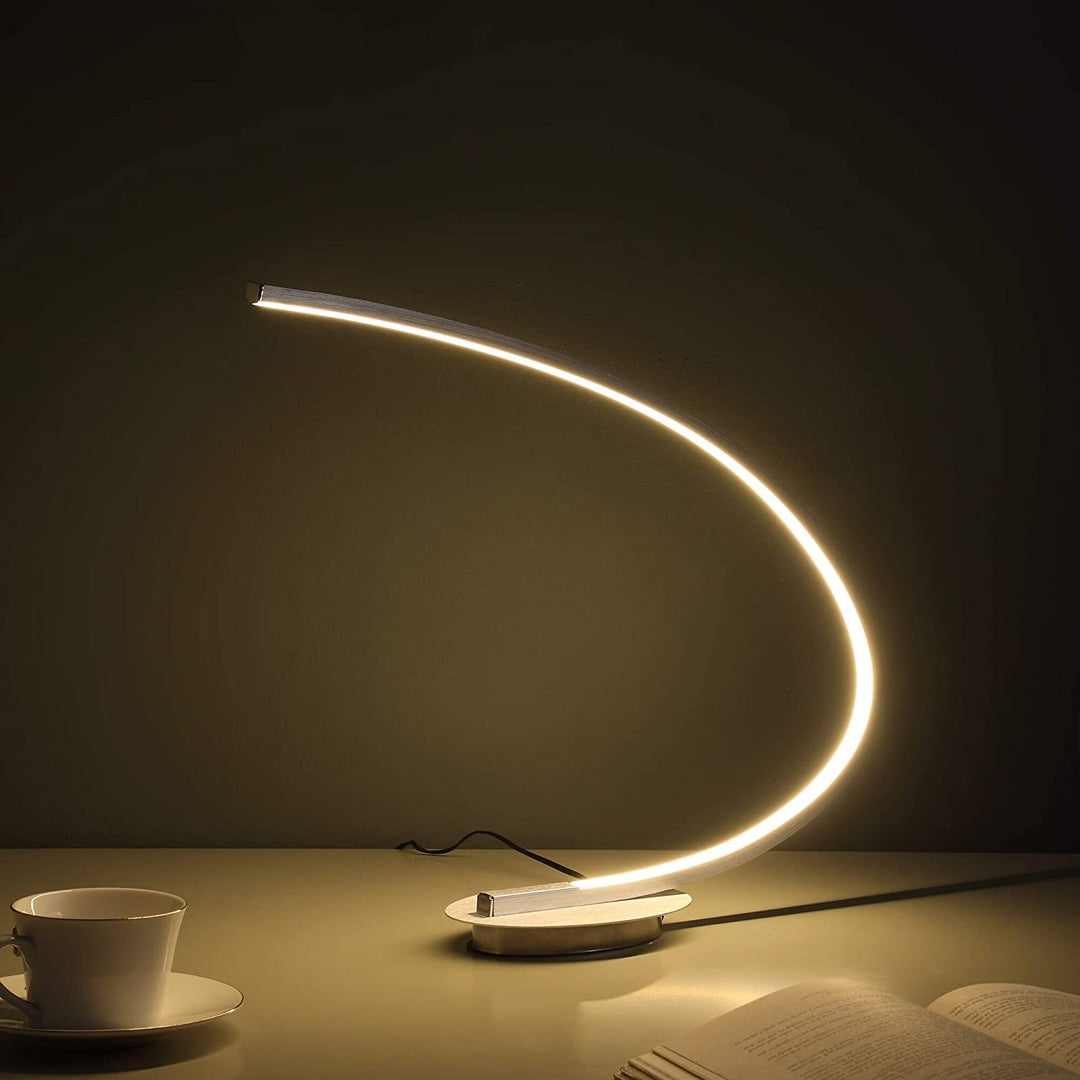 Eli Brushed Nickel Led Arc Tube Table Lamp Silver Modern