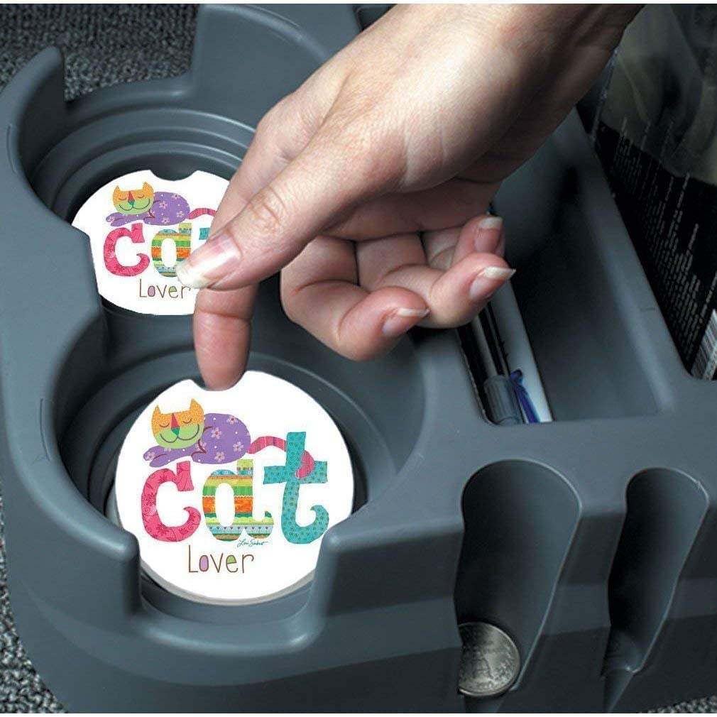 Absorbent Stone Car Cat Lover Coaster (Set 2) Color Stoneware - Diamond Home USA