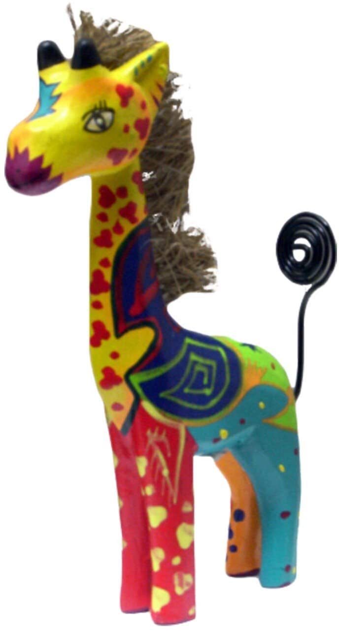 Handmade Colorful 4 inch Giraffe Statue (Indonesia) Yellow
